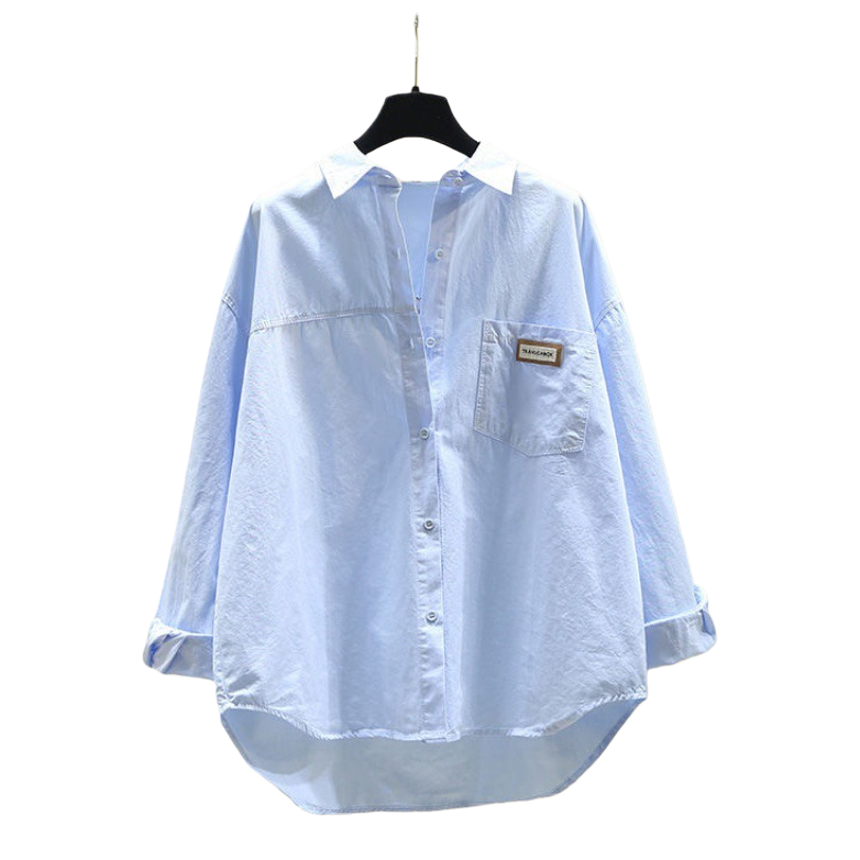 Cotton long-sleeved shirt women's 2025 Spring and Autumn new style fashionable loose version, elegant and versatile solid color cardigan shirt women's coat Item Picture