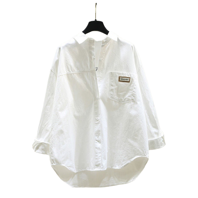 Cotton long-sleeved shirt for women 2025 Spring and Autumn New style, fashionable loose version, elegant and versatile solid color cardigan shirt for women, coat 105533003 Item Picture