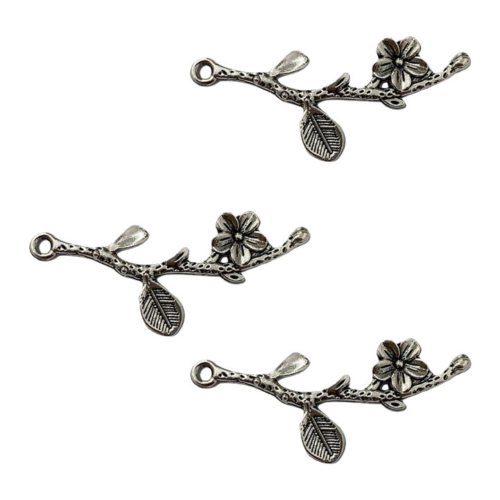 DIY zinc alloy jewelry accessories, double hanging plum blossom pendants, keychains, display stands, accessories, connectors, necklaces Item Picture