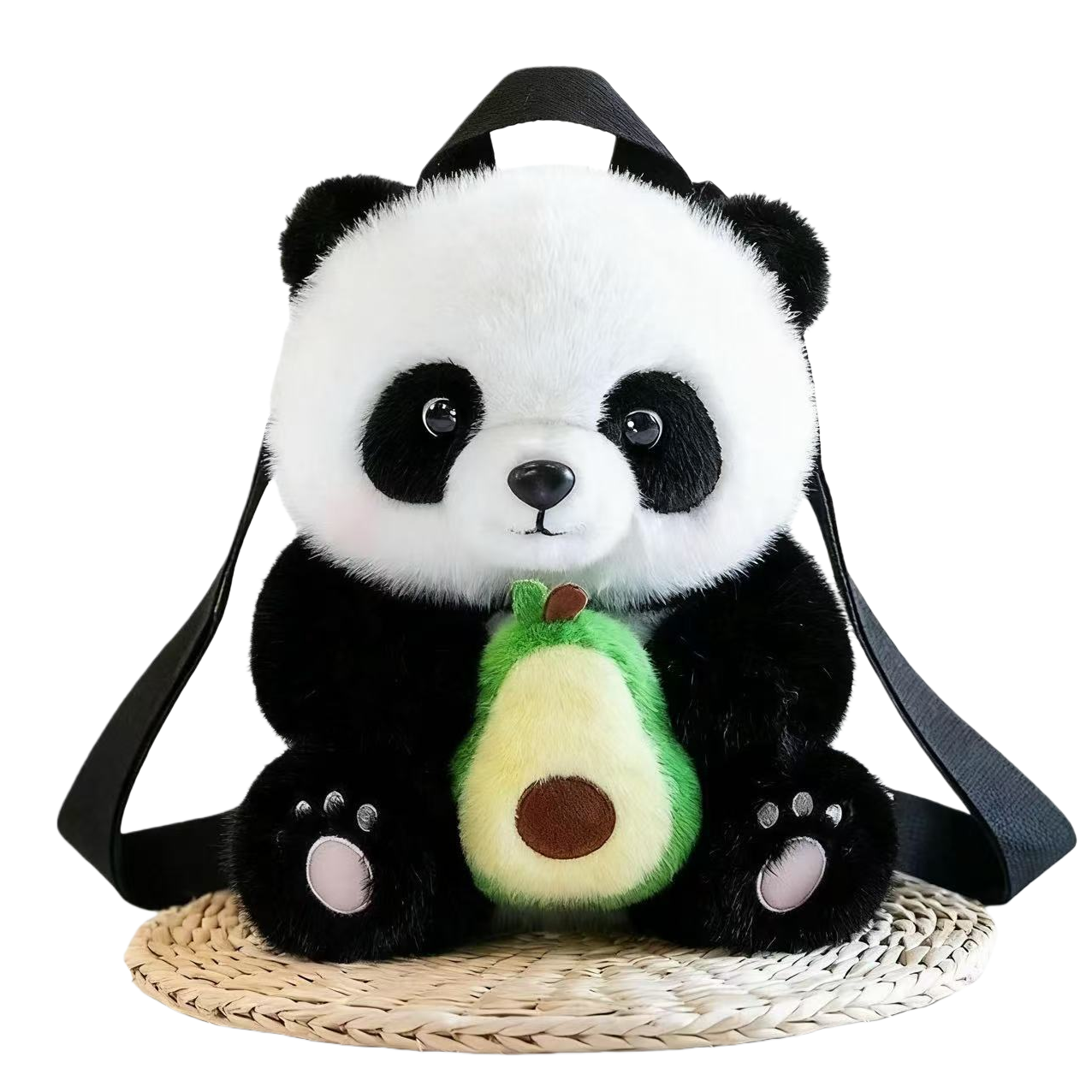 Wholesale of cute and trendy avocado panda plush toy bags and children's storage backpacks Item Picture