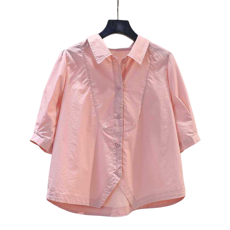 A fresh and artistic style women's 7-inch sleeve casual shirt 2025 summer new style versatile and elegant top 092433420 Item Picture