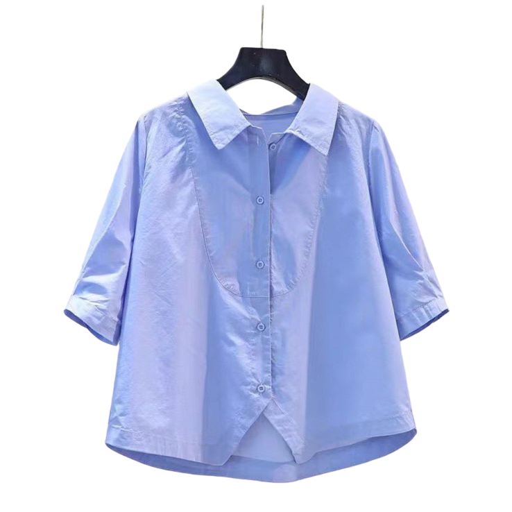 A fresh and artistic style women's 7-inch sleeve casual shirt 2025 summer new style versatile and elegant top 092811887 Item Picture