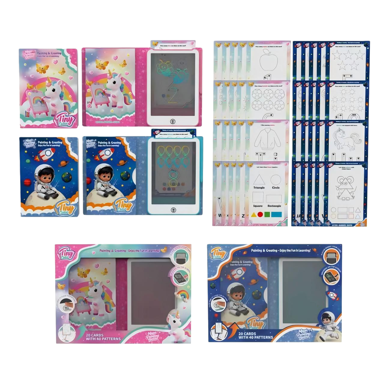 BB7503 Pink Unicorn-themed children's Drawing board Cartoon Drawing board set