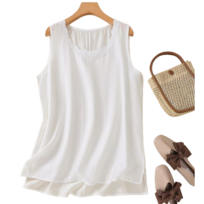 Artistic, retro and elegant sleeveless vest top, new summer style, cotton and linen, comfortable and versatile, round neck, inner and outer wear, women's wear 113403185 Item Picture