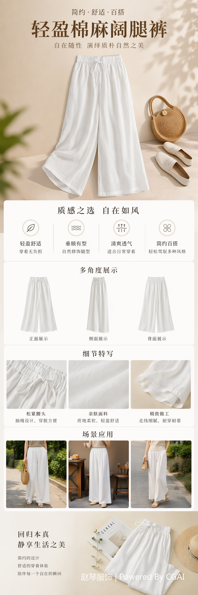 九分棉麻阔腿裤女休闲裤妈妈夏季薄款直筒裤子大码胖mm显瘦女裤112616558详情1