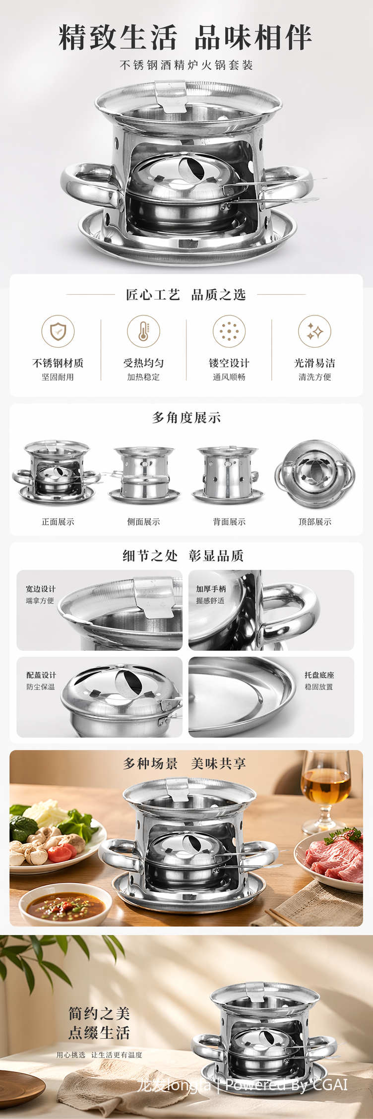 银色不锈钢耐高温工业锅炉炉具适用多种燃料塔式炉酒精锅18CM详情1