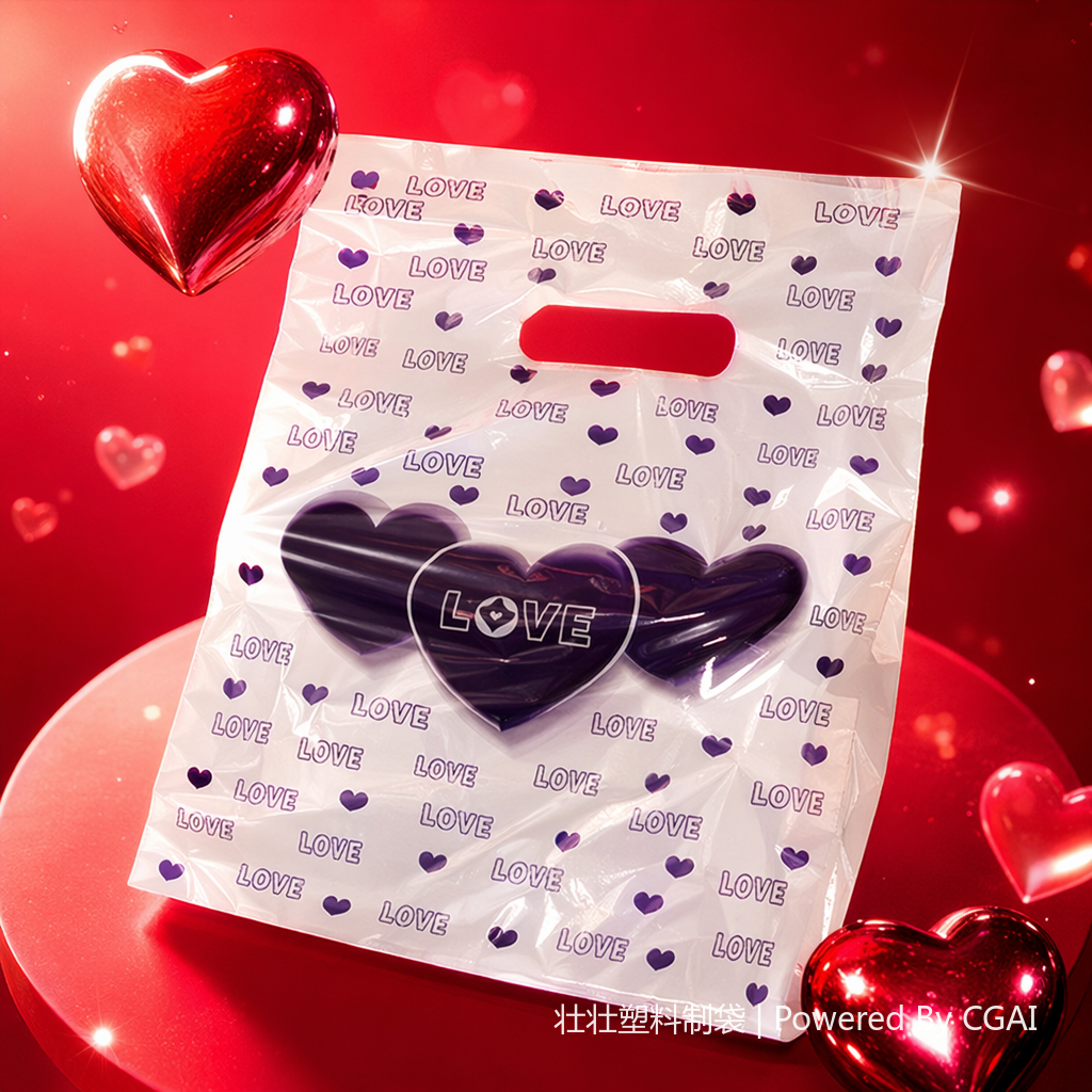 Purple heart-shaped patterned plastic food bag, special nylon aluminum foil self-standing and self-sealing bag for milk tea, coffee and dog food Specification image