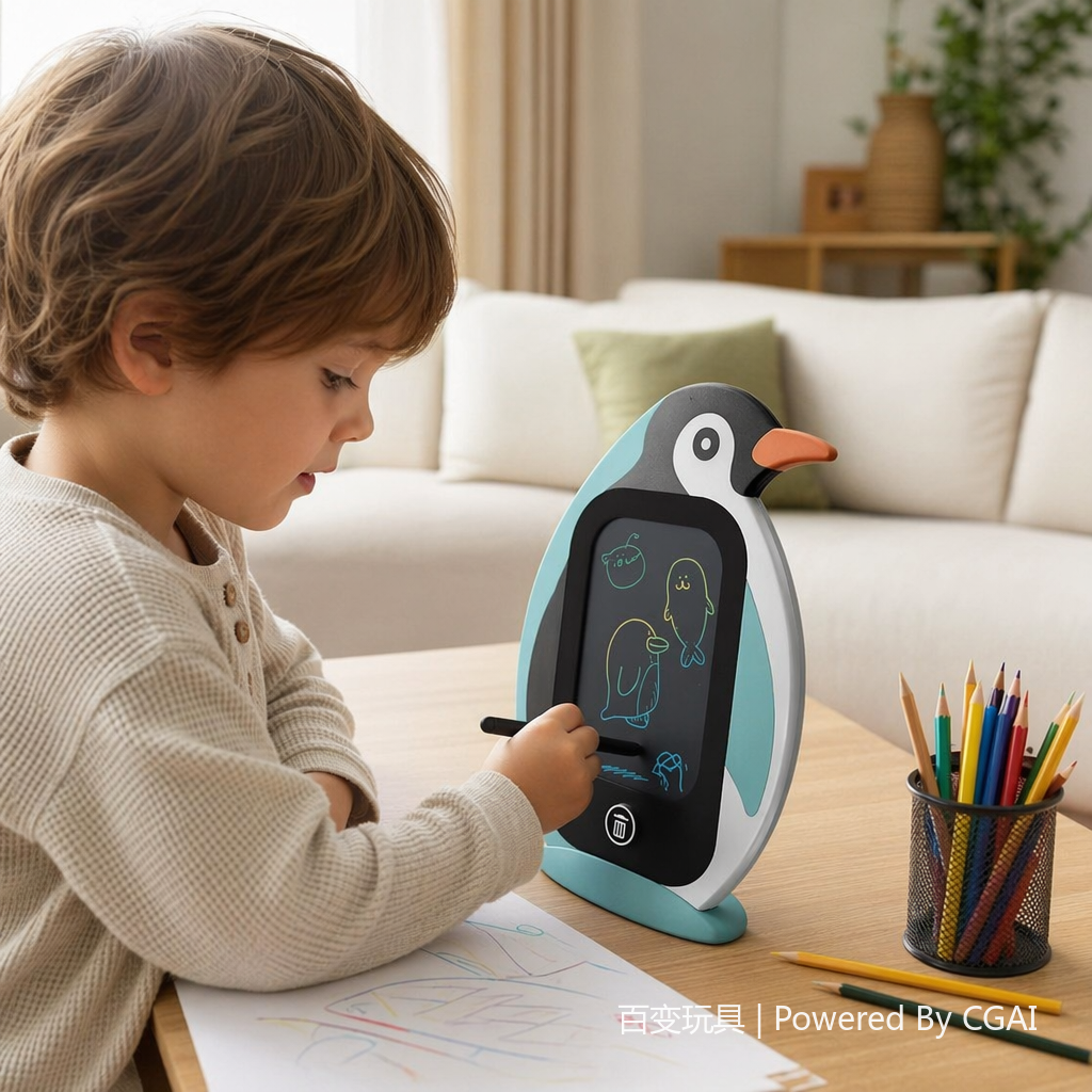 BB4502-3C Versatile toy manufacturer direct supply of colorful penguin-shaped LED children's cartoon writing tablet details Picture