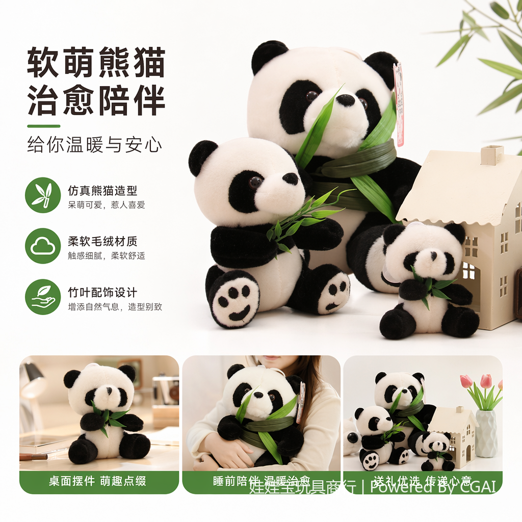 30 cm national trend plush toy bamboo leaf Panda doll, cute doll, children's birthday gift panda wholesale undefined