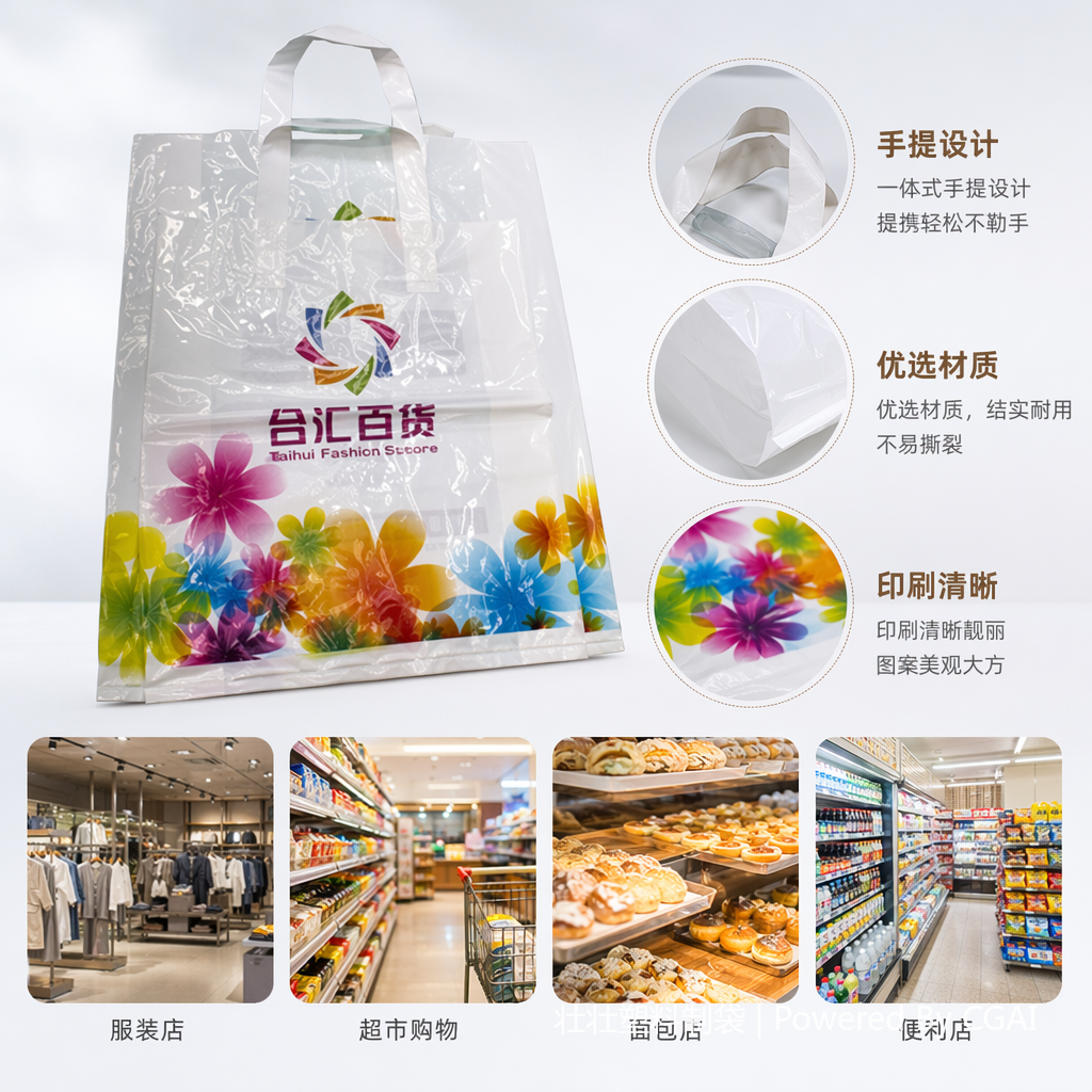 透明PVC印刷塑料手提礼品袋 手提打包包装袋子