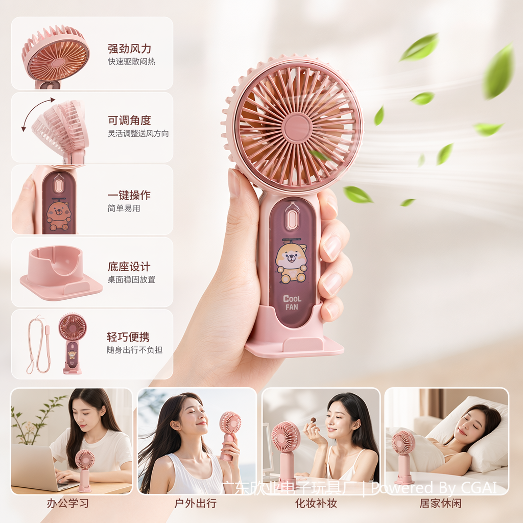 K801 Handheld mini colorful small fan, student neck-hanging outdoor portable small fan