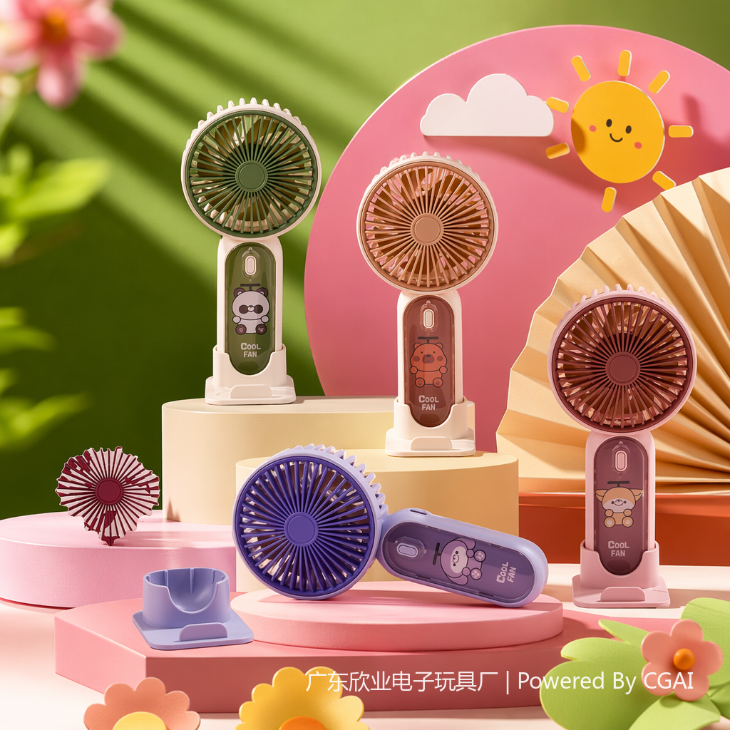 K801 Handheld mini colorful small fan, student neck-hanging outdoor portable small fan Specification image