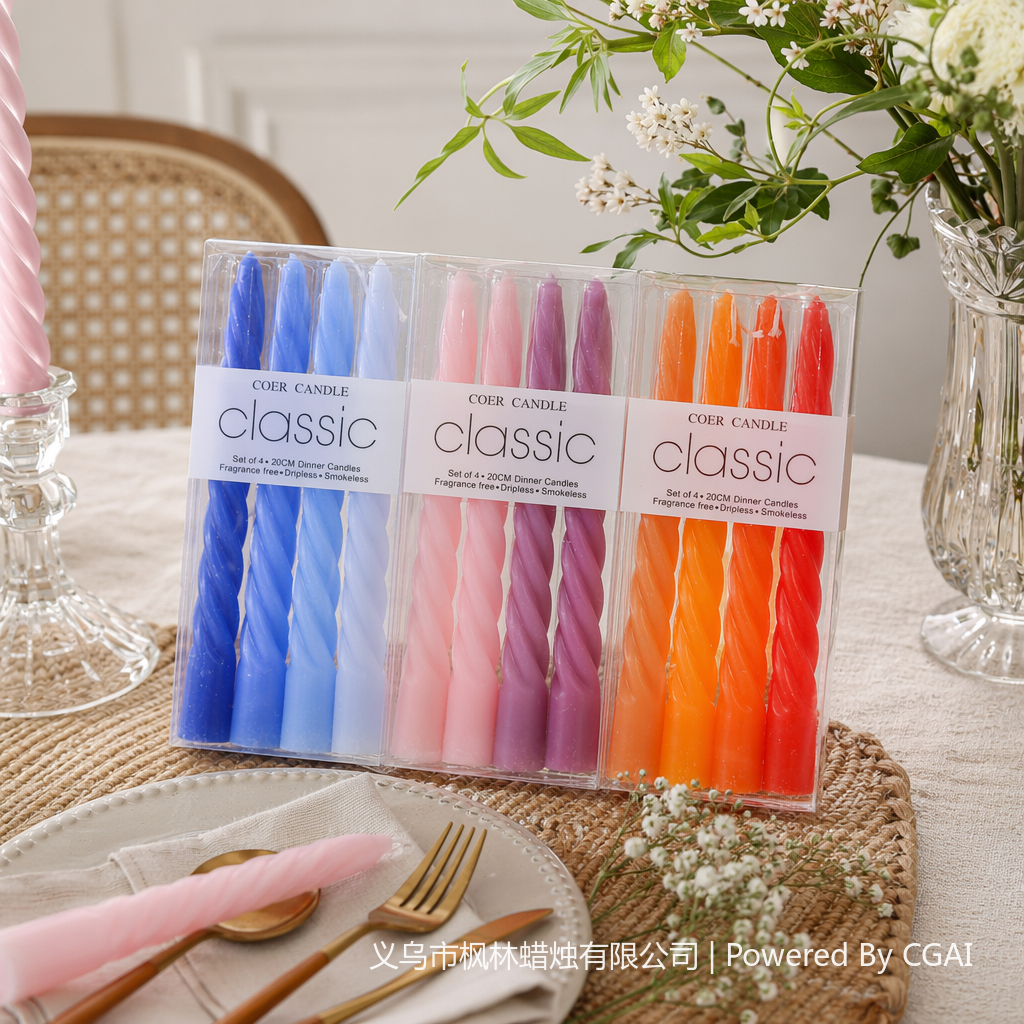 A set of 12 LED colored spiral scented candles for birthdays, weddings and Christmas details Picture