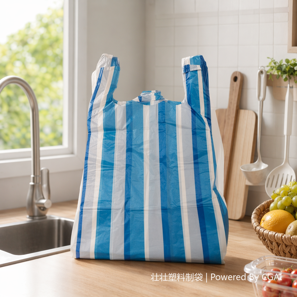 Blue and white striped square OPP plastic clothing bag and underwear packaging bag, made of PVC material details Picture