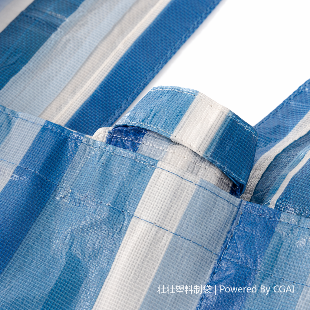 Blue and white striped square OPP plastic clothing bag and underwear packaging bag, made of PVC material Specification image