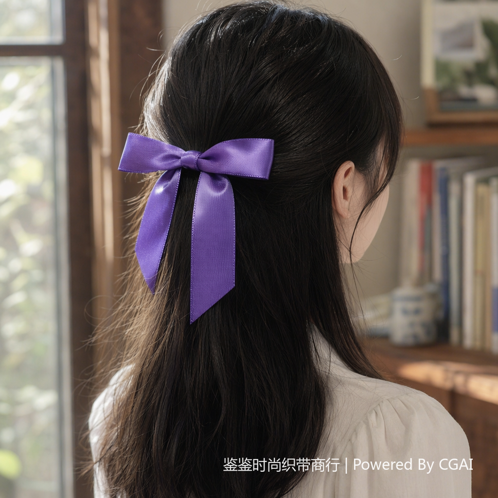 紫色丝带蝴蝶结发饰配件 产品图