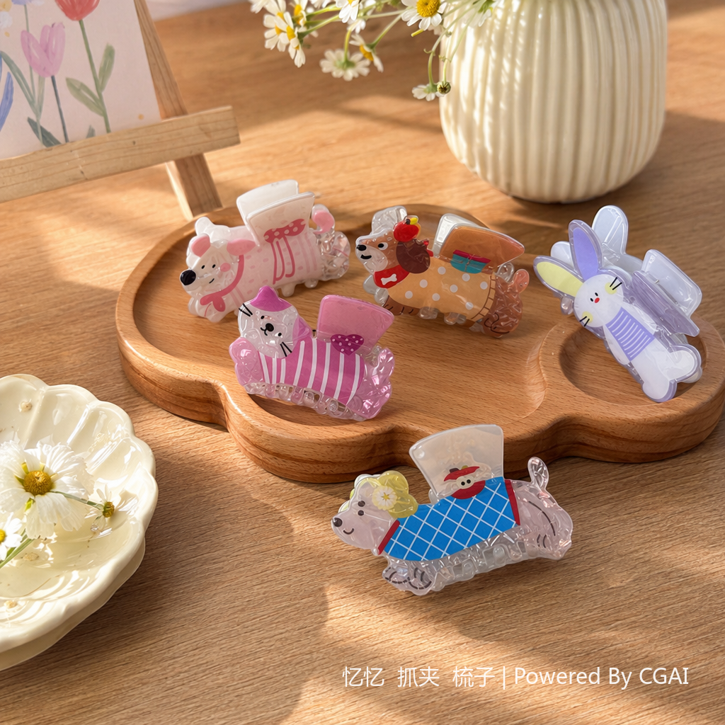 Colorful cartoon animal-shaped children's hair clips and shark clips hair accessories details Picture
