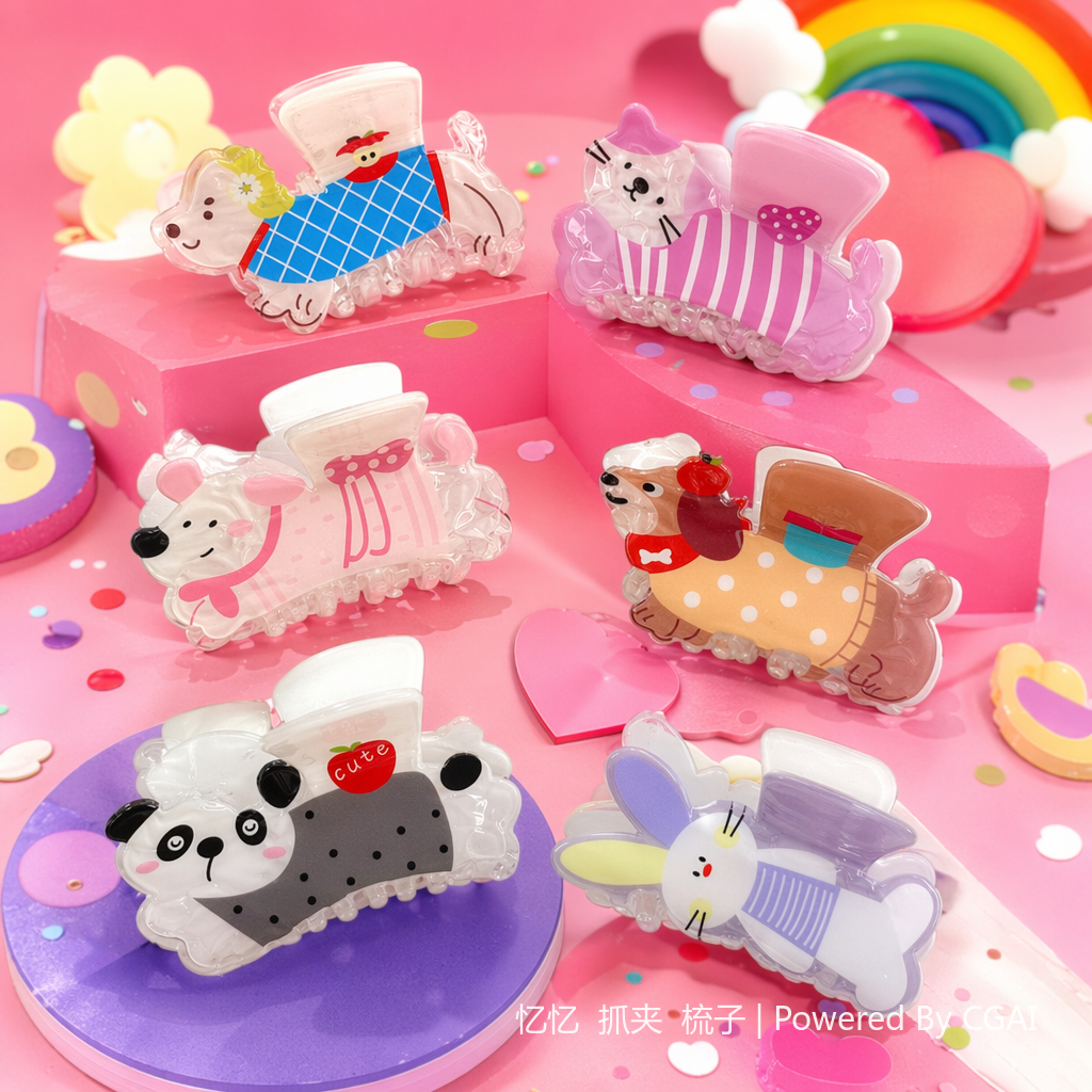 Colorful cartoon animal-shaped children's hair clips and shark clips hair accessories Specification image