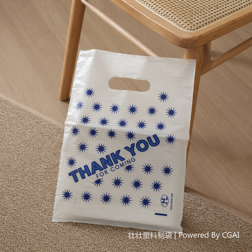 White square OPP clothing bag underwear packaging bag printed with blue stars THANK YOU FOR COMING details Picture