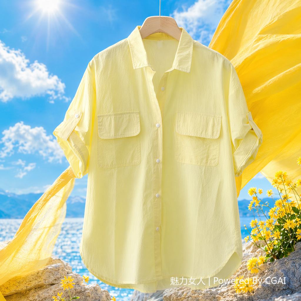 Double-pocket solid color front-opening short-sleeved shirt casual 2025 summer new style outerwear shirt Loose thin top for women 091211092 details Picture