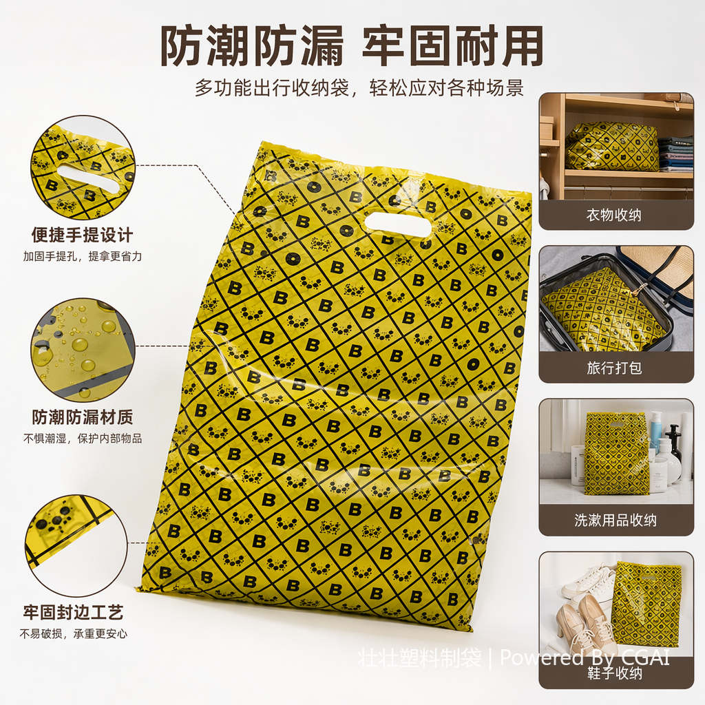 黄色菱形格纹正方形OPP塑料服装袋内裤包装袋PVC材质