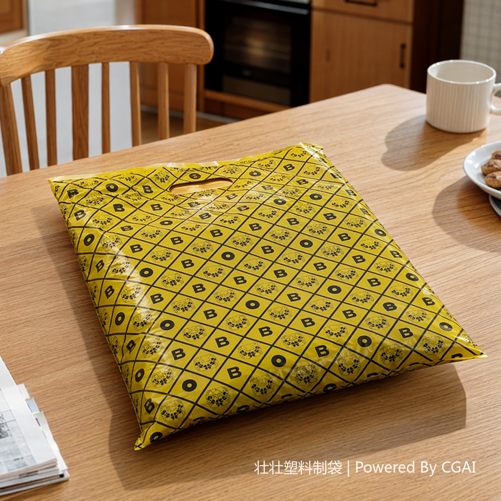 Yellow diamond-shaped checkered square OPP plastic clothing bag and underwear packaging bag, made of PVC material details Picture