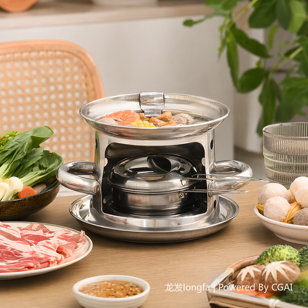 银色不锈钢耐高温工业锅炉炉具适用多种燃料塔式炉酒精锅18CM产品图