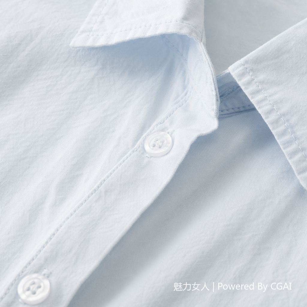 Light blue women's ramie short-sleeved formal shirt top, fashionable white shirt for women Application Scenario