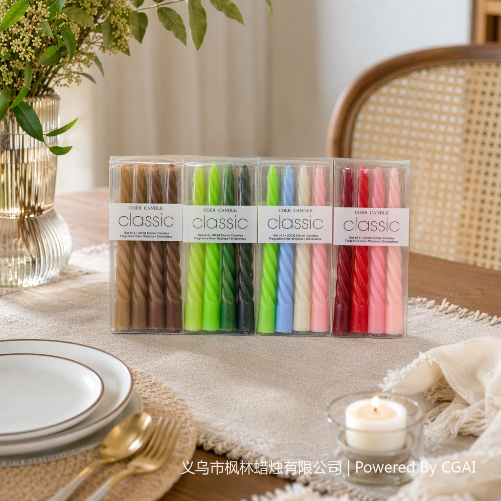 Colorful spiral birthday and Christmas scented candle set, 12 LED wedding pole candles details Picture