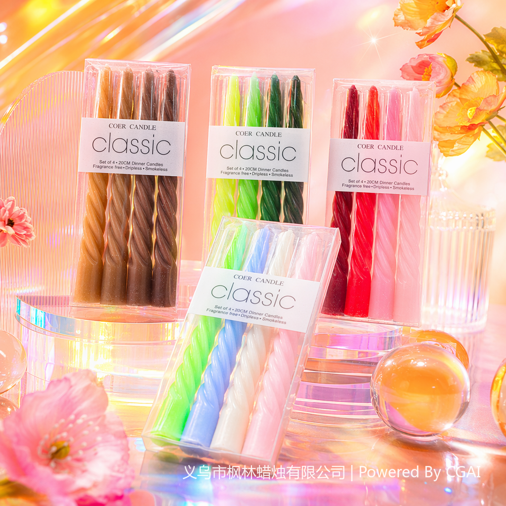 Colorful spiral birthday and Christmas scented candle set, 12 LED wedding pole candles Specification image