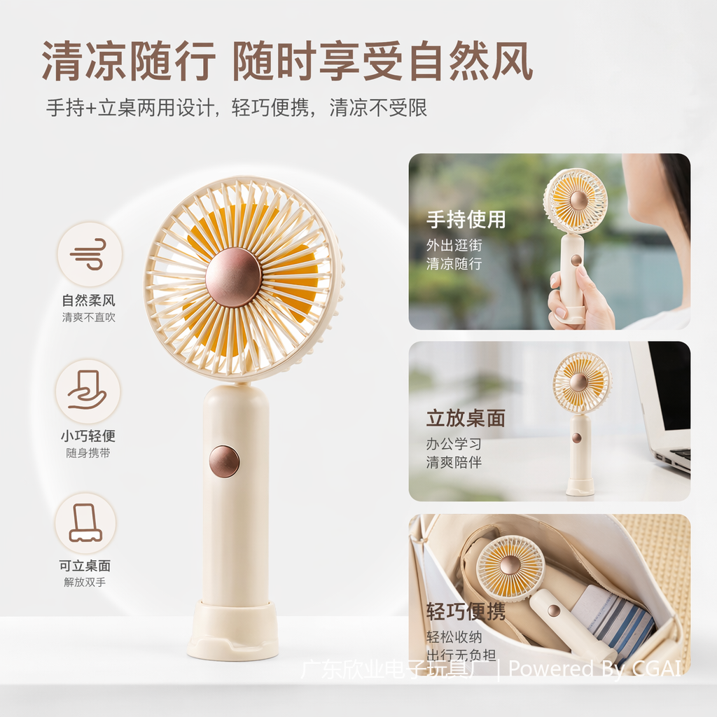 简约高速三色手持风扇 小电风扇 