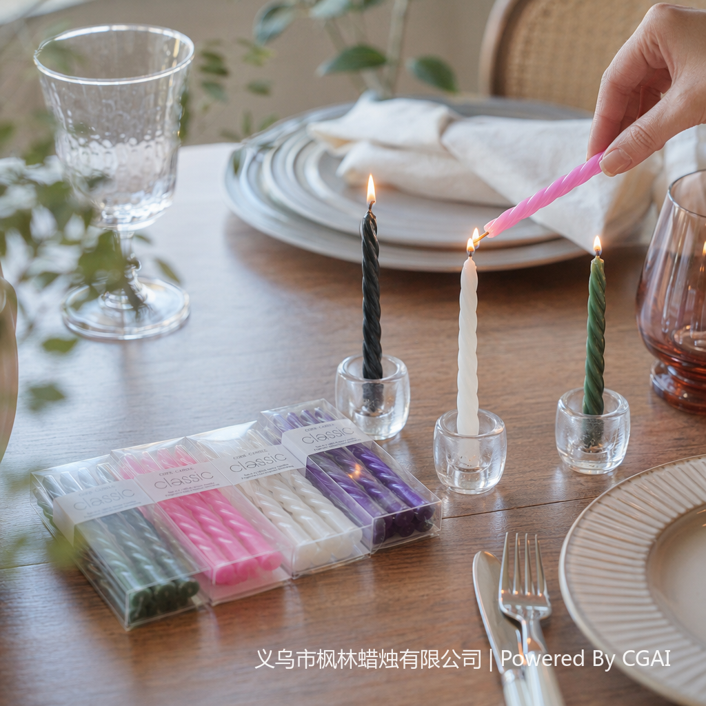 Colorful spiral birthday and Christmas scented candle set LED wedding pole candles details Picture