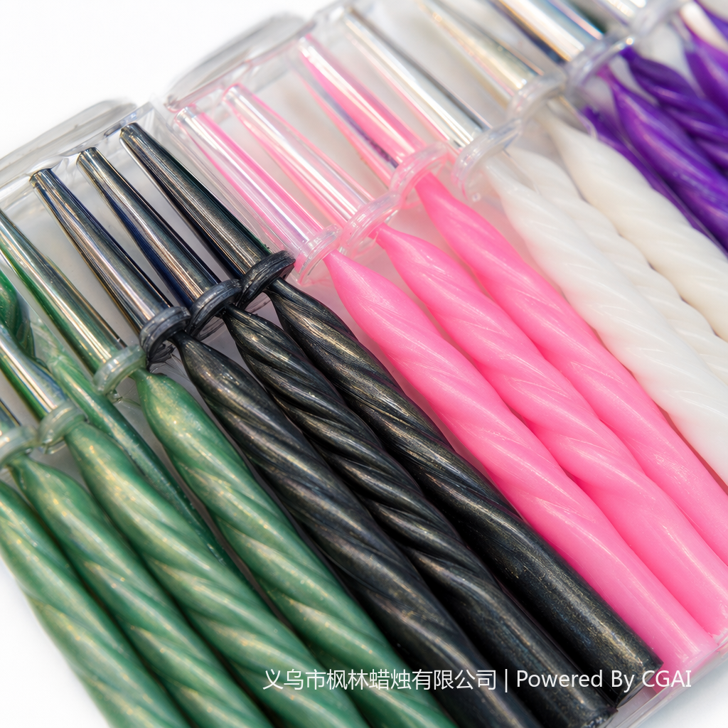 Colorful spiral birthday and Christmas scented candle set LED wedding pole candles Application Scenario