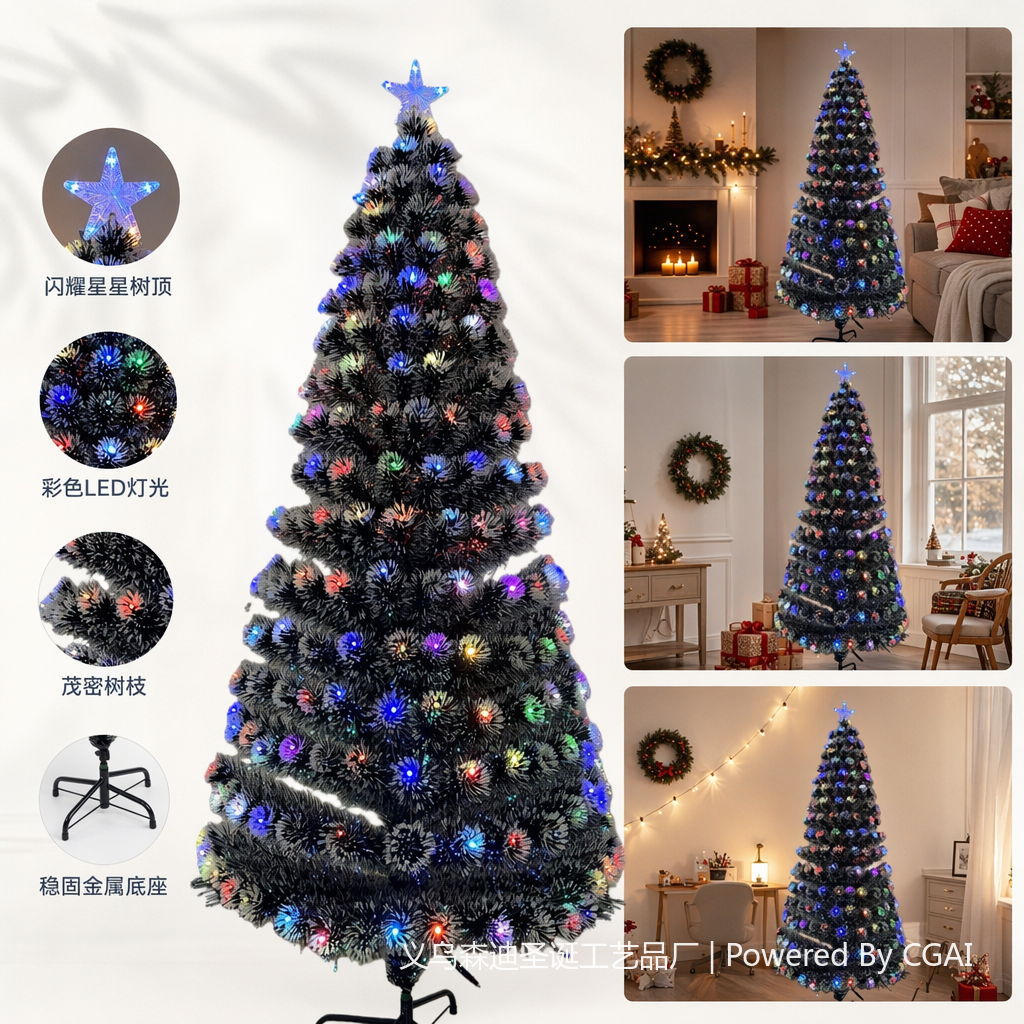 Colorful optical fiber folding Christmas tree, Christmas festival gift items, Christmas tree decoration
