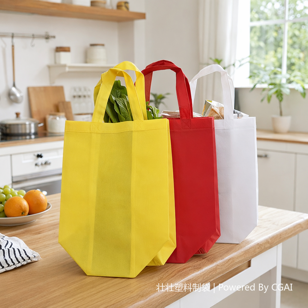 Thickened, foldable, eco-friendly non-woven fabric takeout bag details Picture