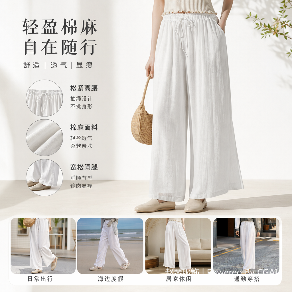 女装/跨境爆款休闲裤/防蚊裤/棉麻短裤女细节图