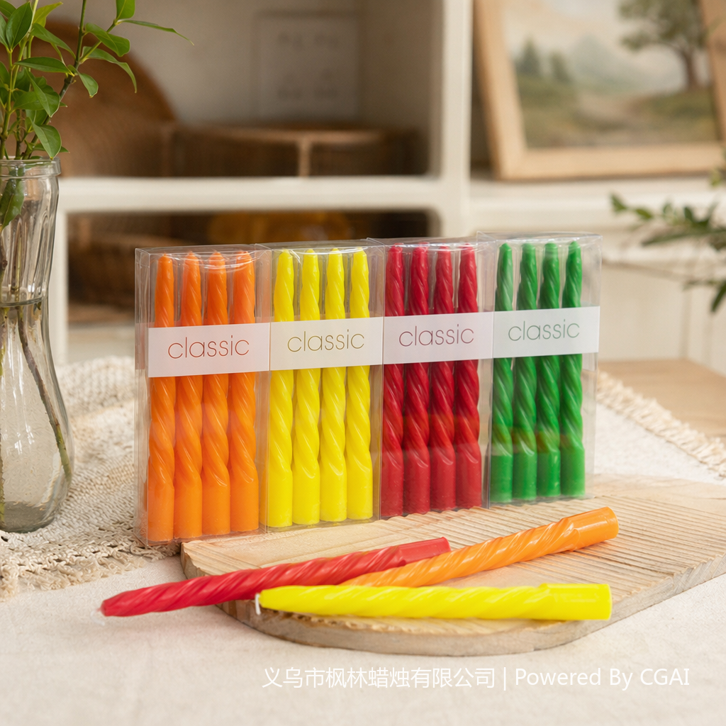 Colorful spiral Christmas scented candle set, glass candle details Picture
