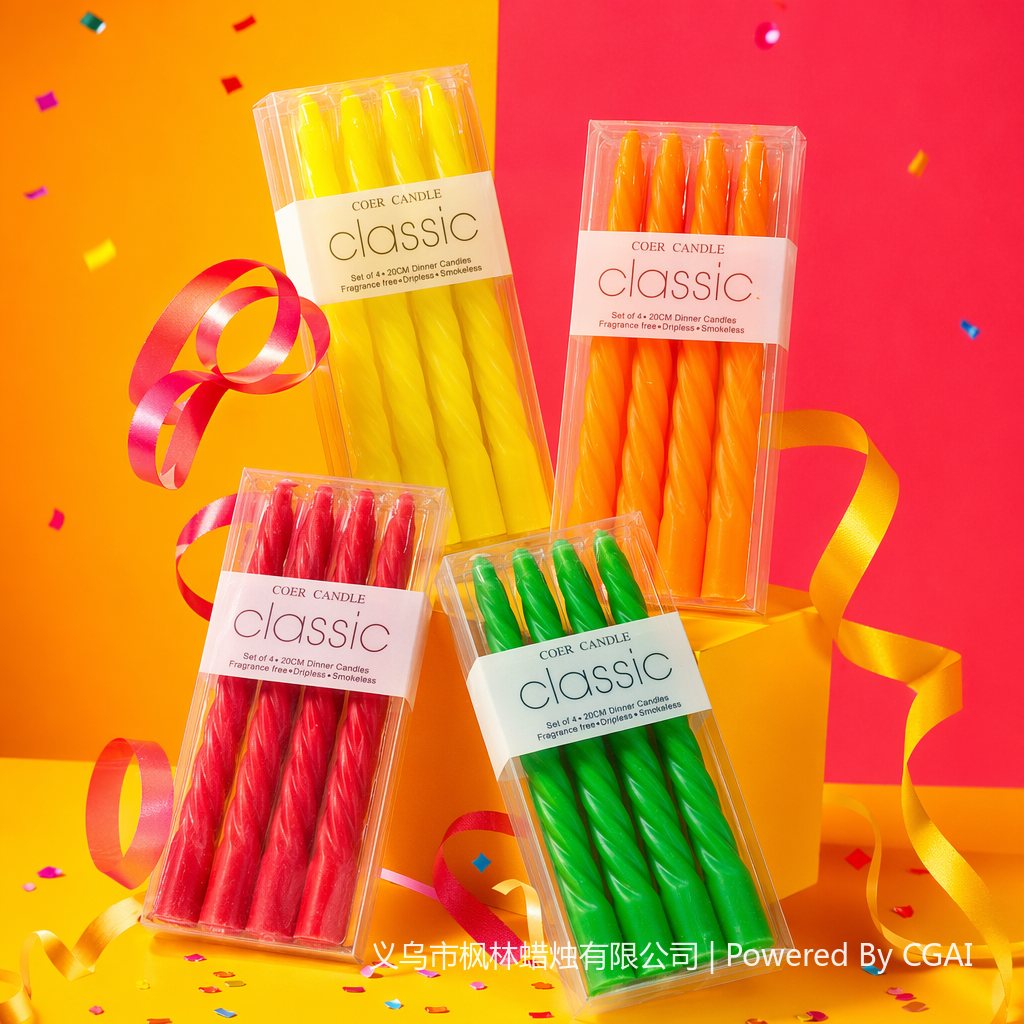 Colorful spiral Christmas scented candle set, glass candle Specification image
