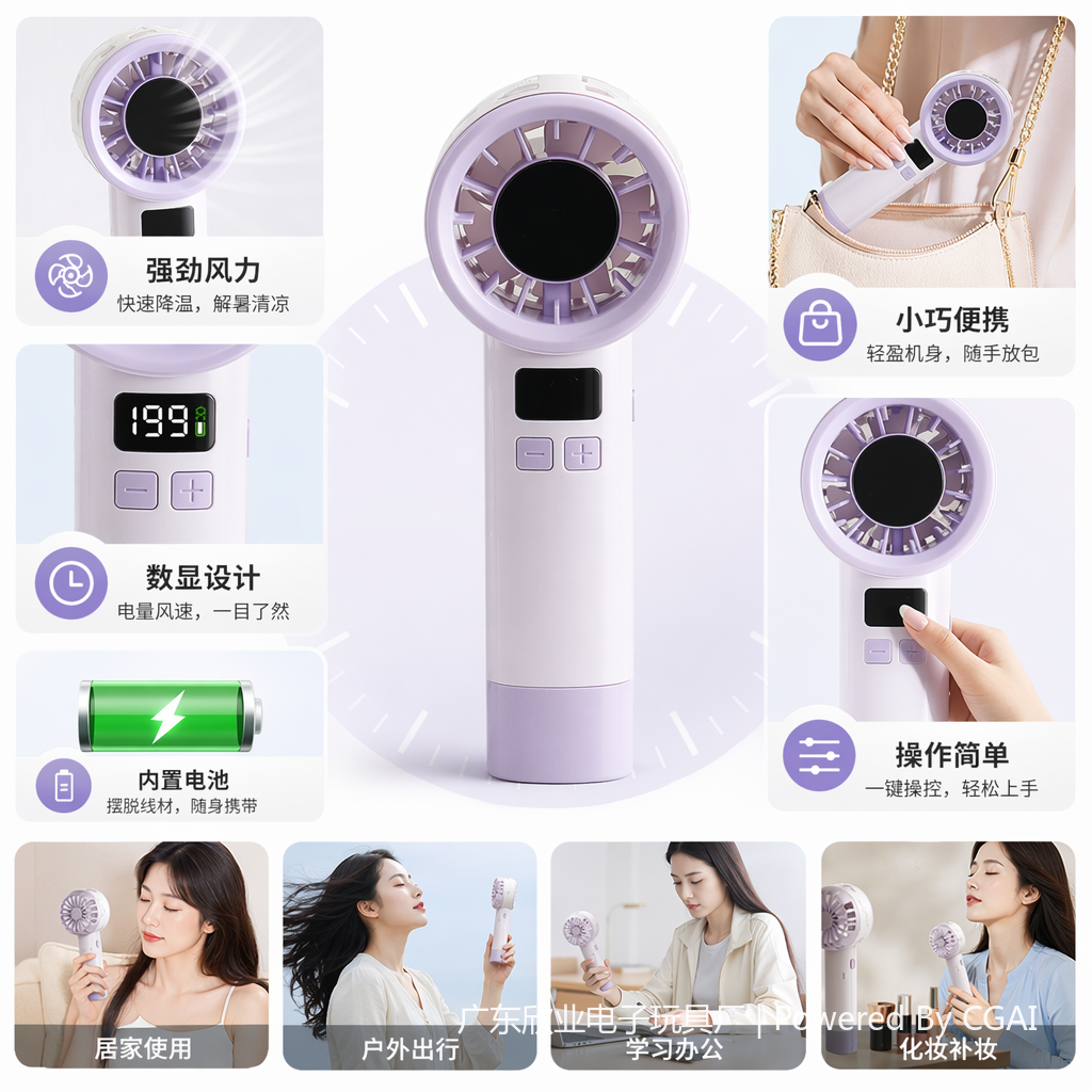 彩色迷你电风扇手持小风扇学生户外便携款