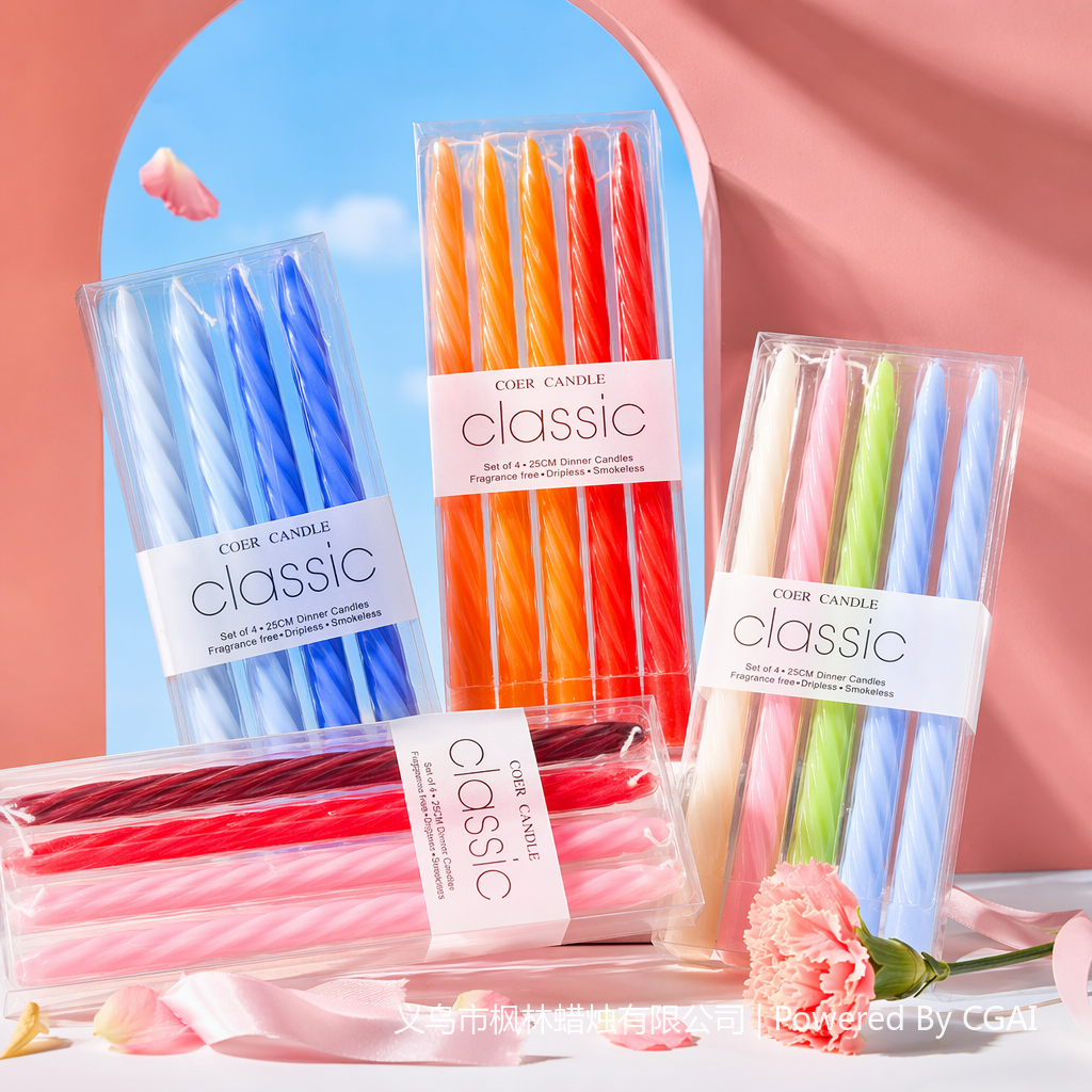 Colorful spiral candle set, folding gift box, souvenir packaging box Specification image