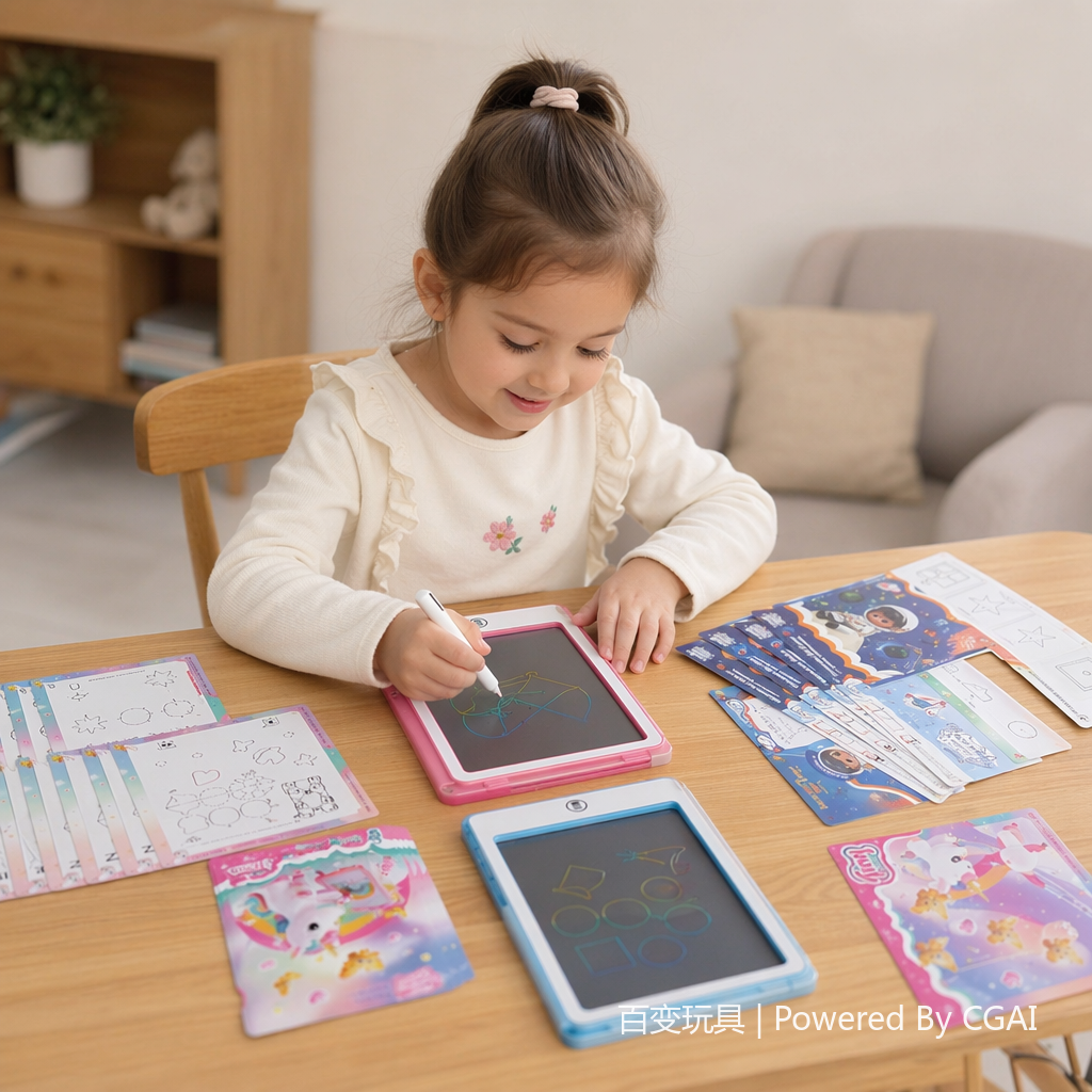 BB7503 Pink Unicorn-themed children's Drawing board Cartoon Drawing board set details Picture
