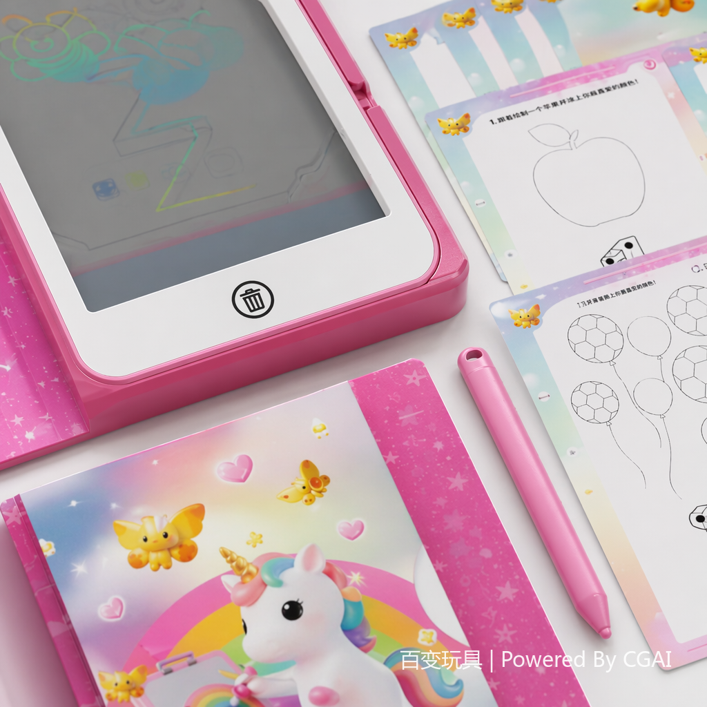 BB7503 Pink Unicorn-themed children's Drawing board Cartoon Drawing board set Application Scenario