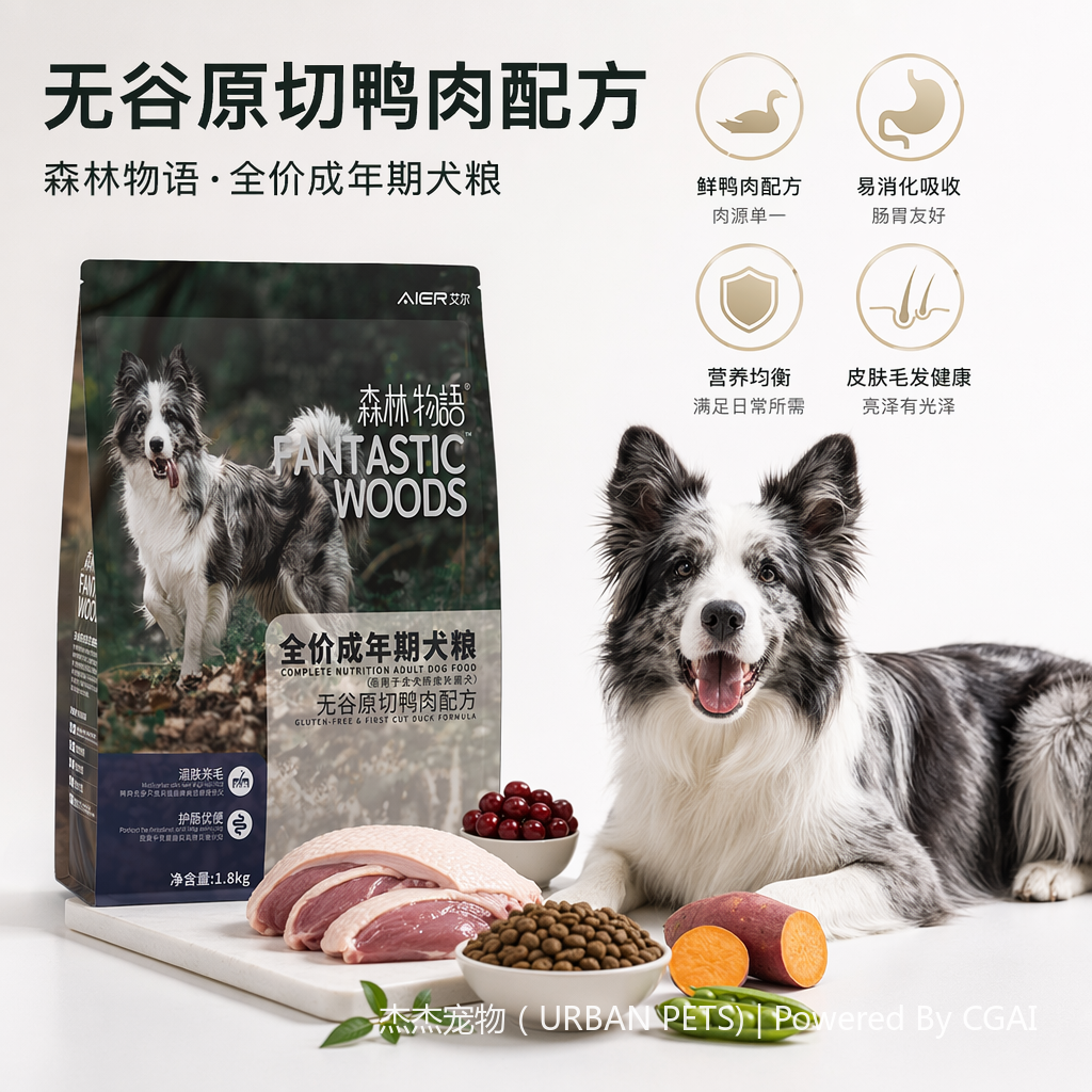 Elson Forest Story Full Price Adult Dog Food, grain-free original cut duck meat formula, moisturizing skin, brightening fur, protecting intestines and providing excellent bowel movements, suitable for adult dogs Specification image