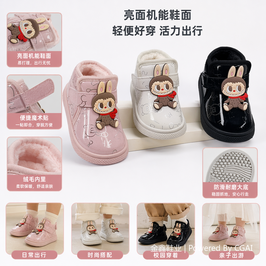 儿童卡通魔术贴雪地靴棉鞋雪地靴110553412