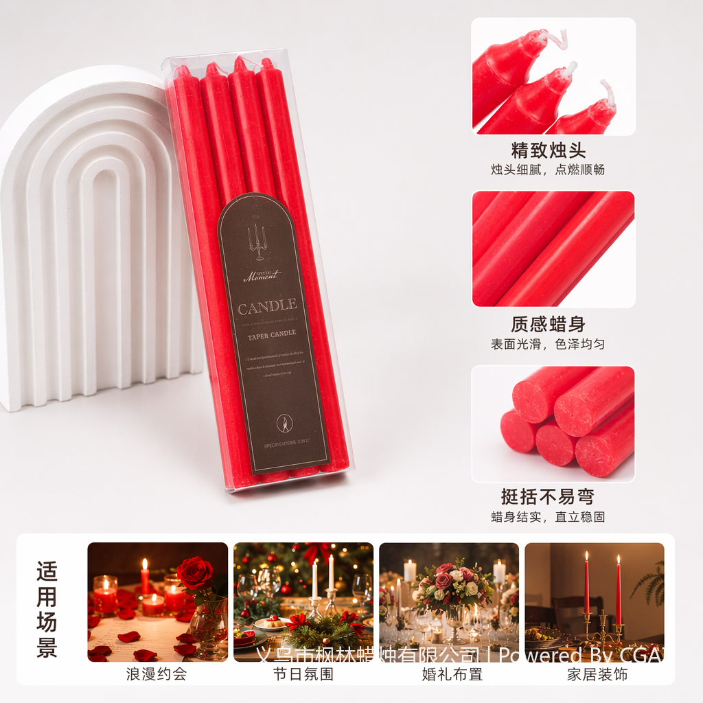 Red birthday and Christmas scented candle strips with LED wedding pole candles