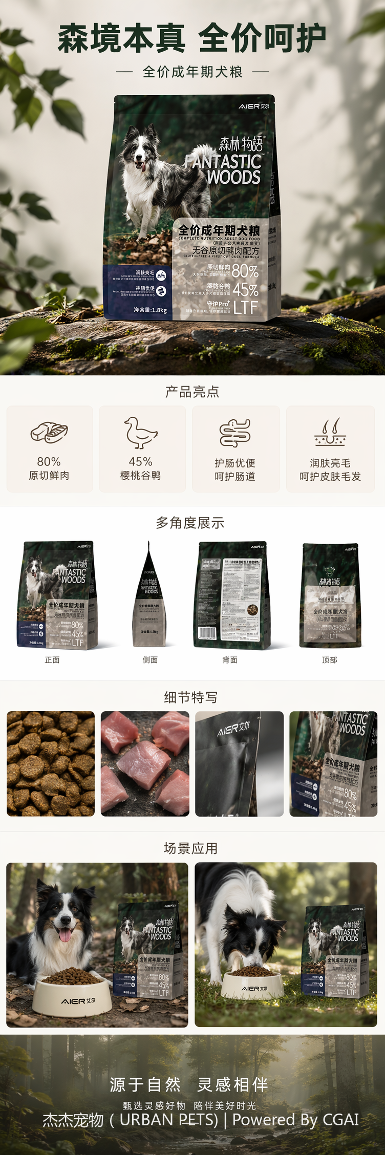 Elson Forest Story Full Price Adult Dog Food, grain-free original cut duck meat formula, moisturizing skin, brightening fur, protecting intestines and providing excellent bowel movements, suitable for adult dogs pic 1