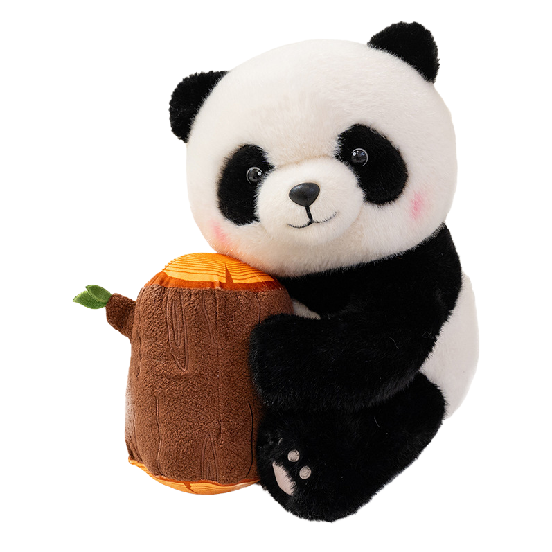 45 cm national trend toy, black and white panda hugging tree stump plush doll, cute and fun home decoration
