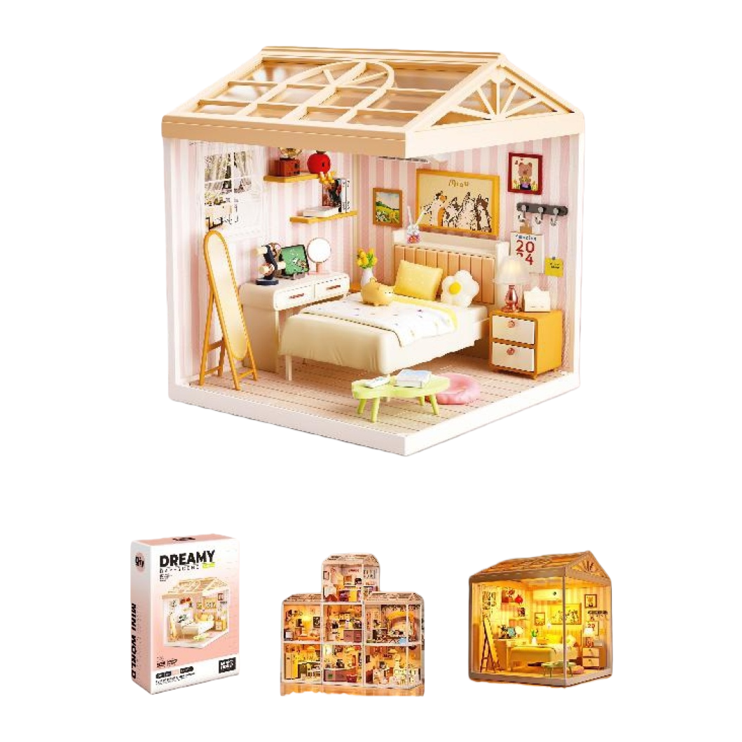Mini cozy bedroom model DIY handcrafted assembly toys, children's Lego-style house model toys Application Scenario