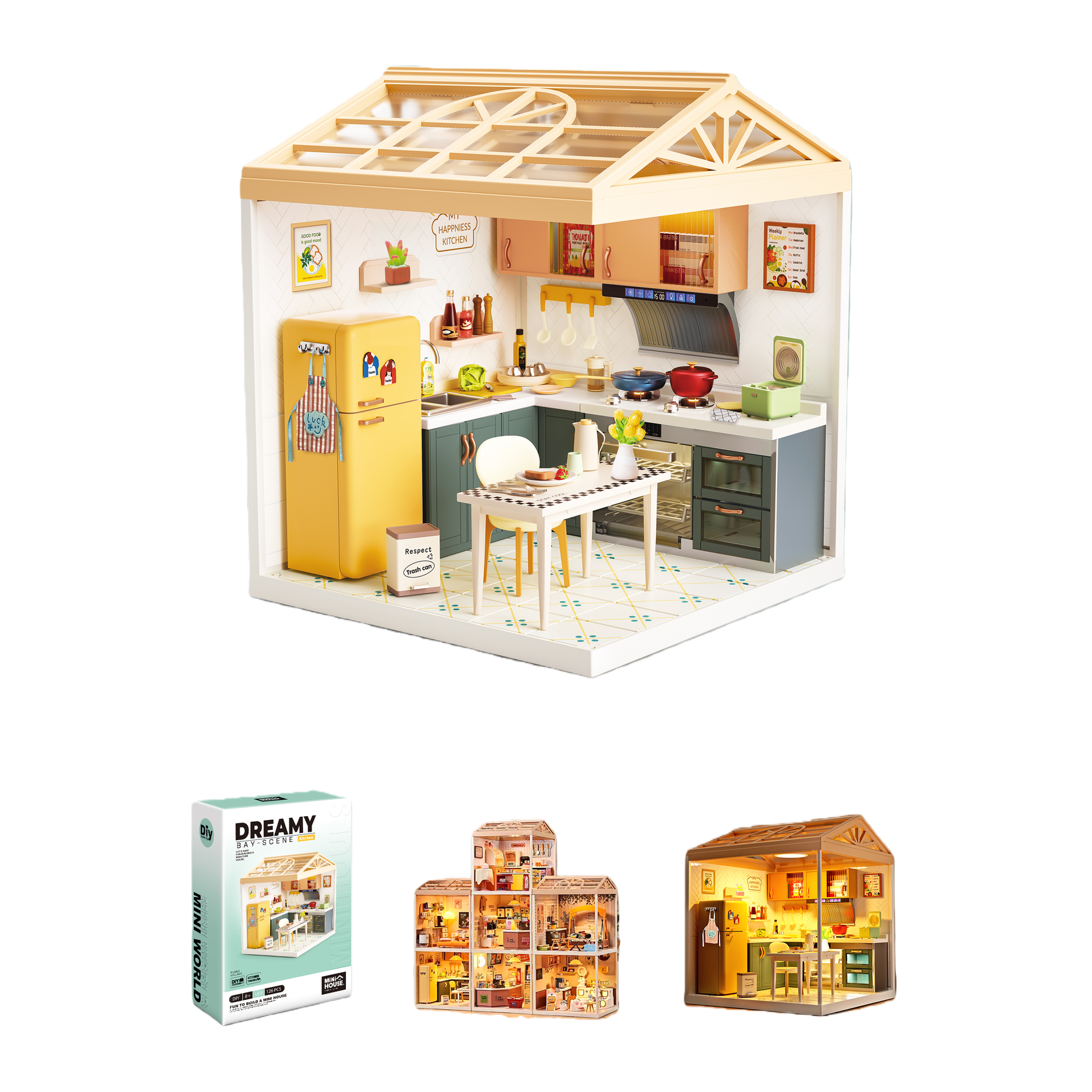 Mini kitchen model DIY handcrafted assembly toys, children's Lego-style house model toys Item Picture