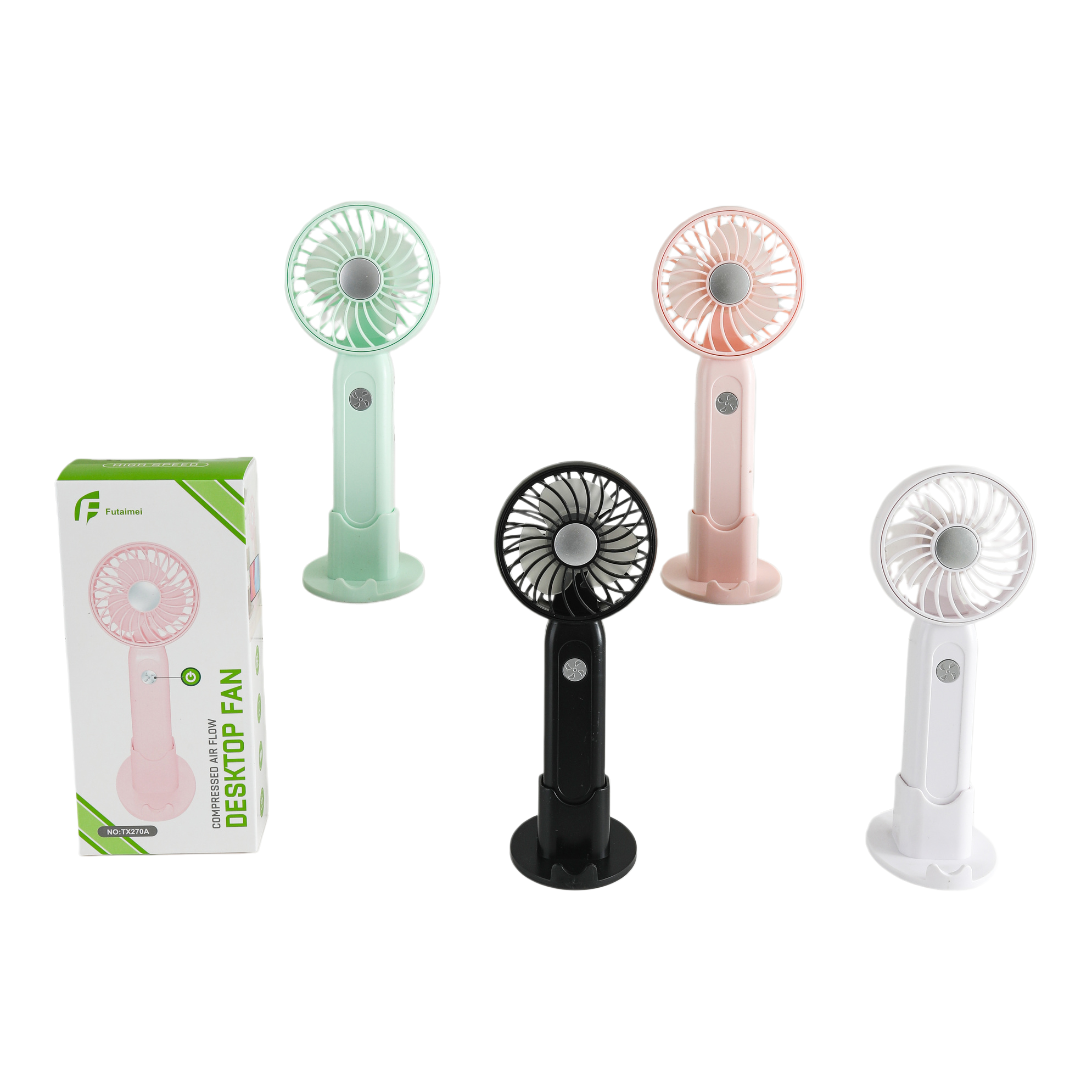 High-speed mini electric fan, color desktop handheld small fan, portable for outdoor use Item Picture